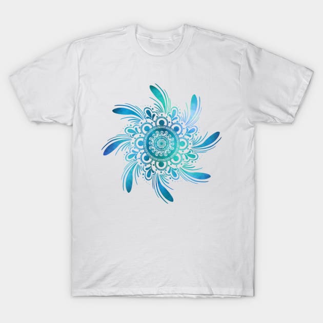 Blue feather mandala T-Shirt by Kcinnik